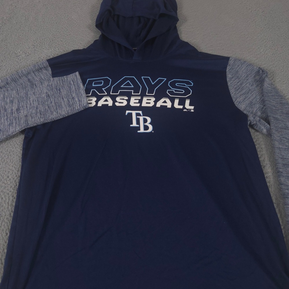 Majestic Hoodie Mens XL Navy  Tampa Bay Rays Baseball Lightweight Fanatics MLB